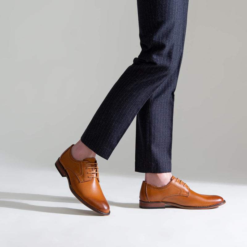 Vostey Men's Dress Shoes Classic Plain Toe Brown Men Oxford Shoes(BMY637 Yellow Brown Size 7) - Image 5